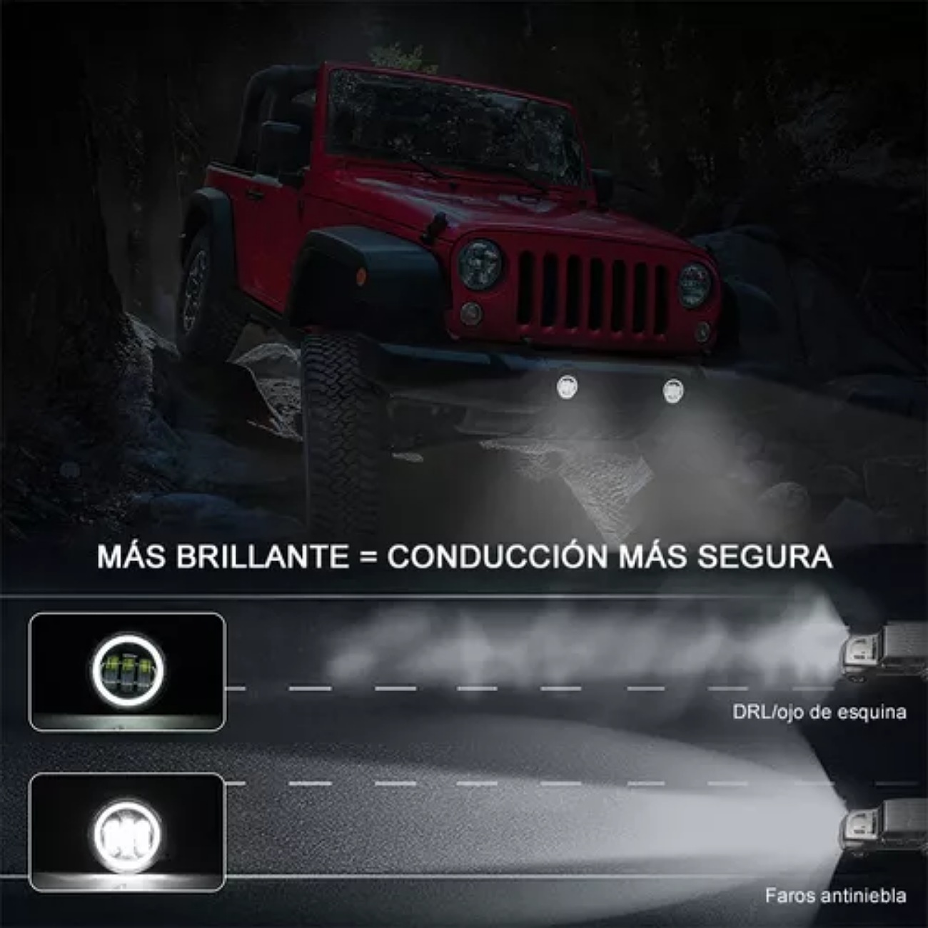 1 Par 4in Faros De Niebla Led Ojos Ángel Para Wrangler Jeep