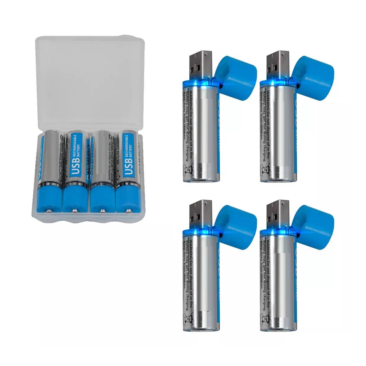 Set Batería Recargable Usb Aa Sorbo 1200mah 4 Piezas  