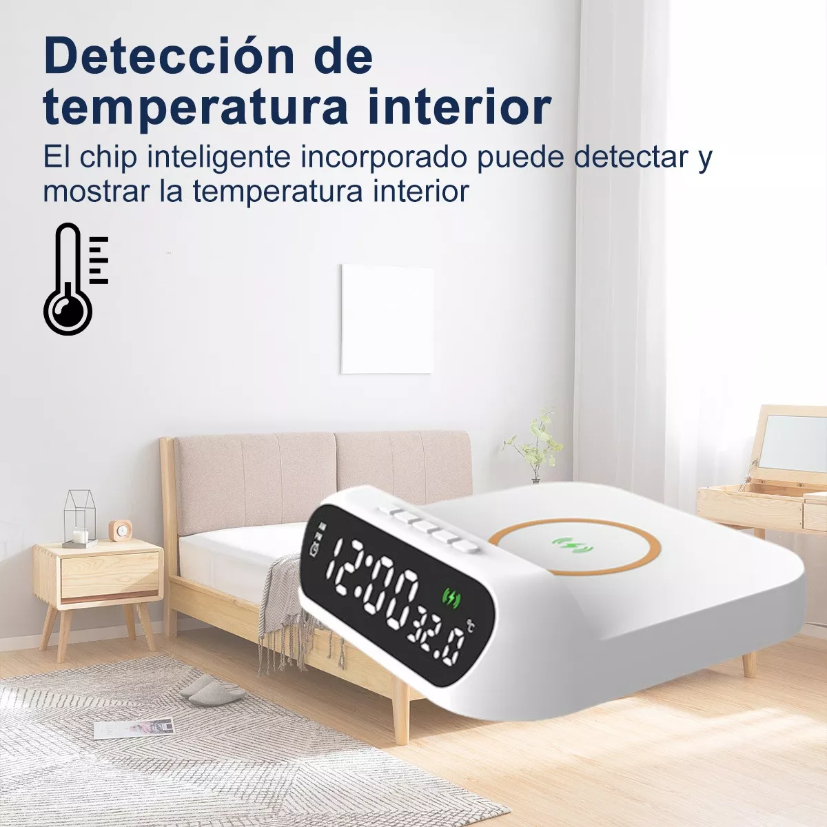 Reloj Despertador Digital 3 En 1 Inalámbrico De 15w