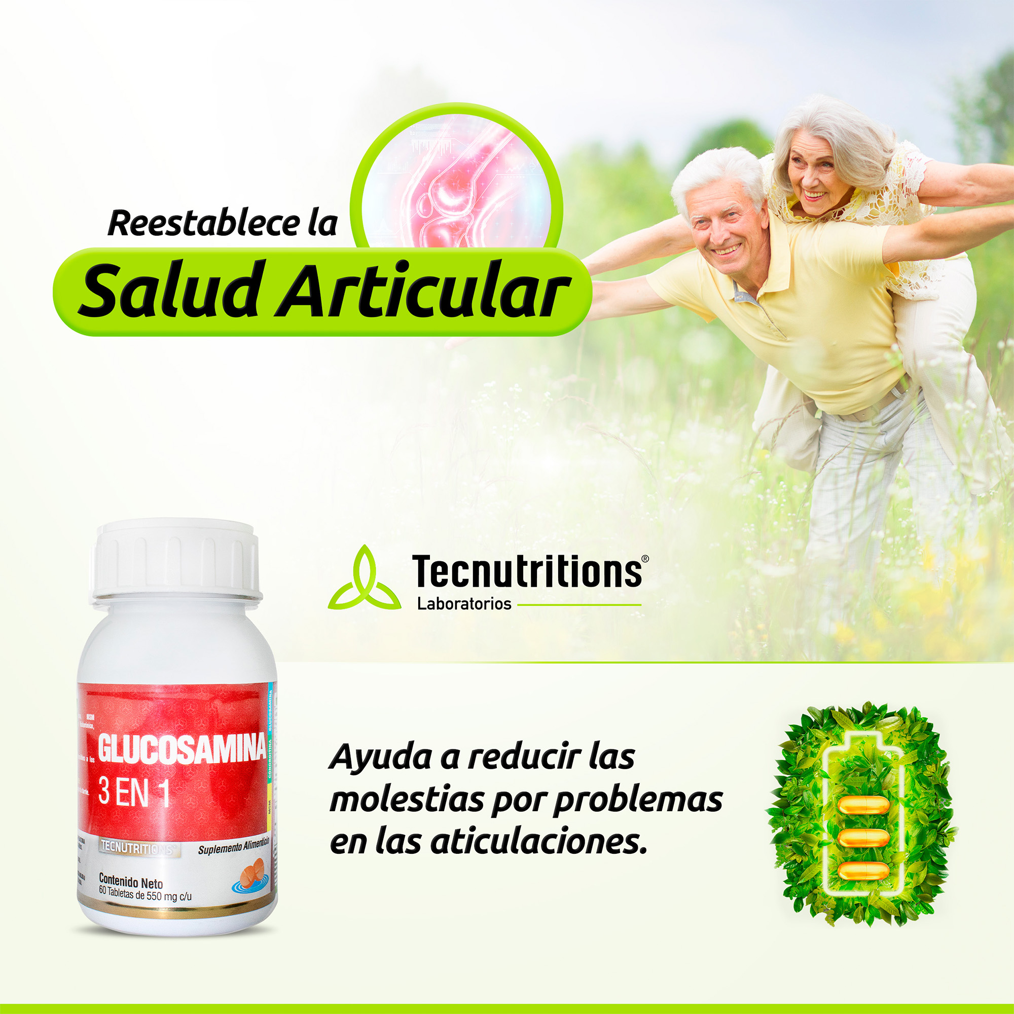 Suplemento Para Articulaciones Tecnutritions Glucosamina Condroitina