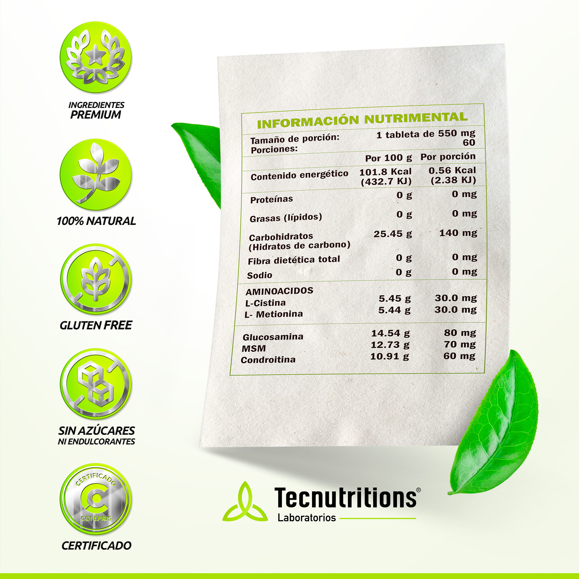 Suplemento Para Articulaciones Tecnutritions Glucosamina Condroitina