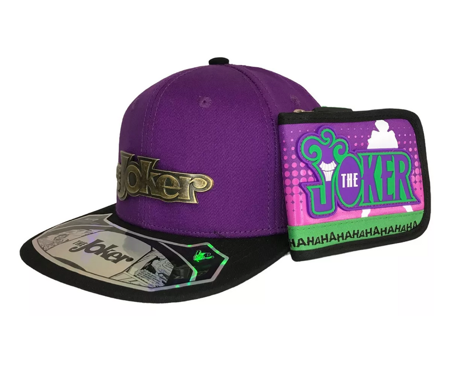 Kit Gorra Y Cartera Joker Dc Comics Morado.