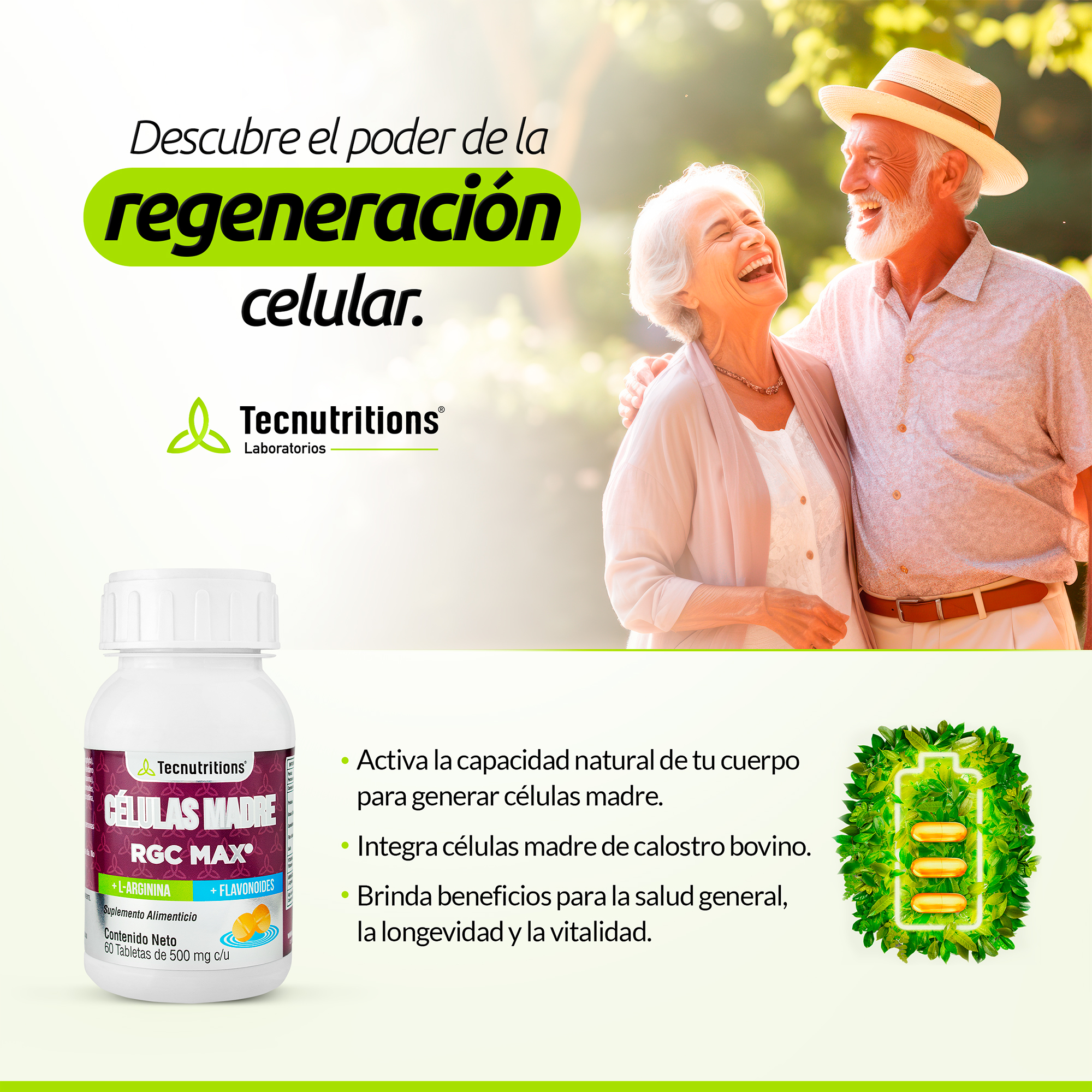 Suplemento Células Madre, Rgc Max, Tecnutritions® Con L-arginina