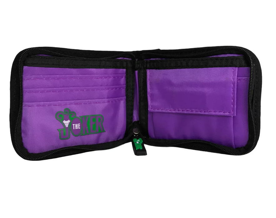 Kit Gorra Y Cartera Joker Dc Comics Morado.