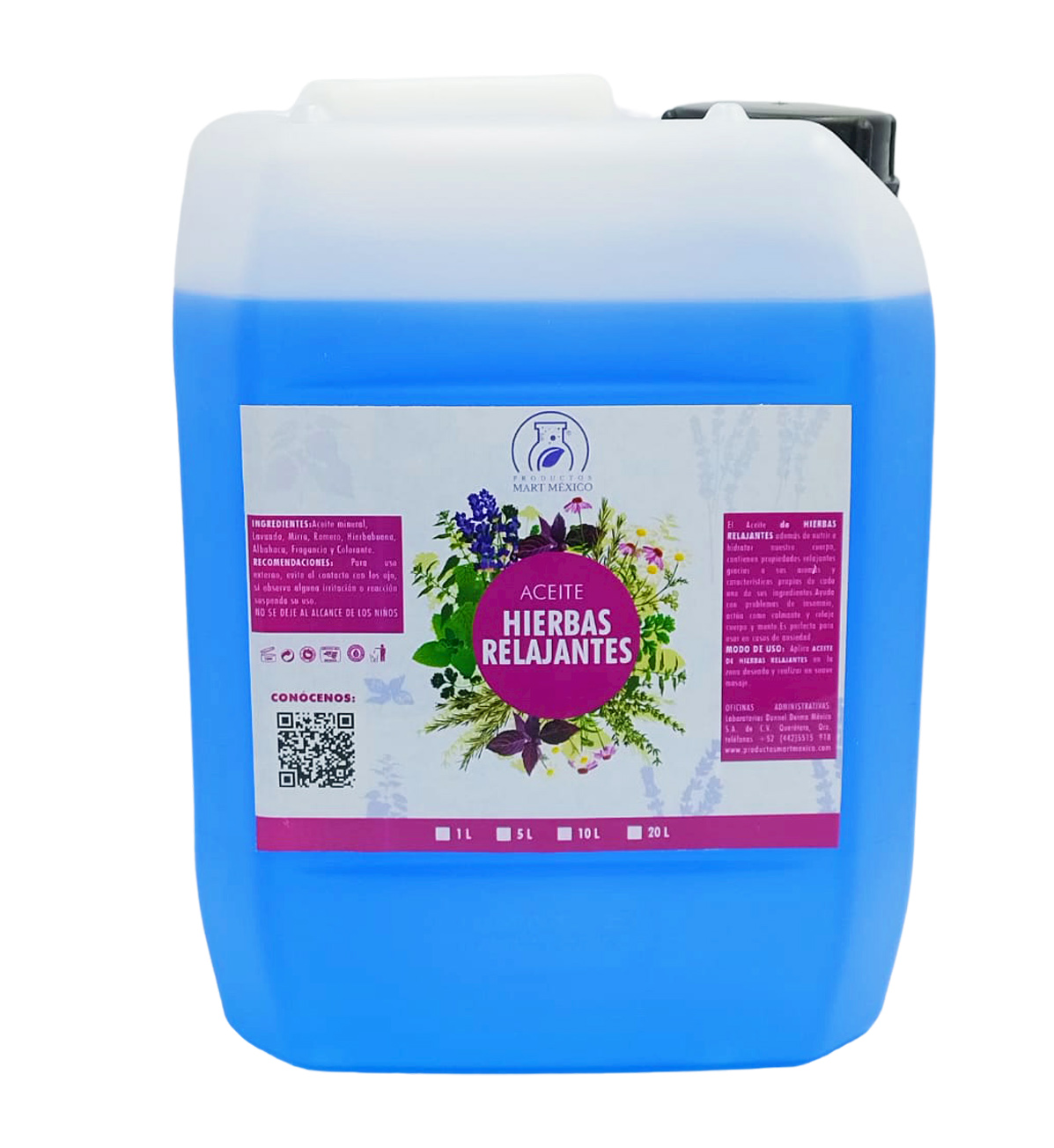 Aceite de hierbas relajantes para masajes 20 litros