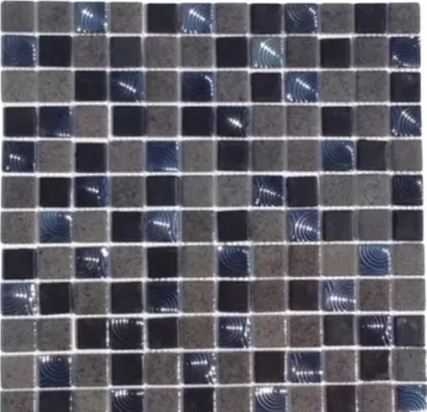 Malla o Mosaico Decorativo de vidrio COFF, medida 30 x 30 cms. (base por altura). Diseño en tonos cafés, texturizado y con detalles en relieve. Caja de 5 piezas.