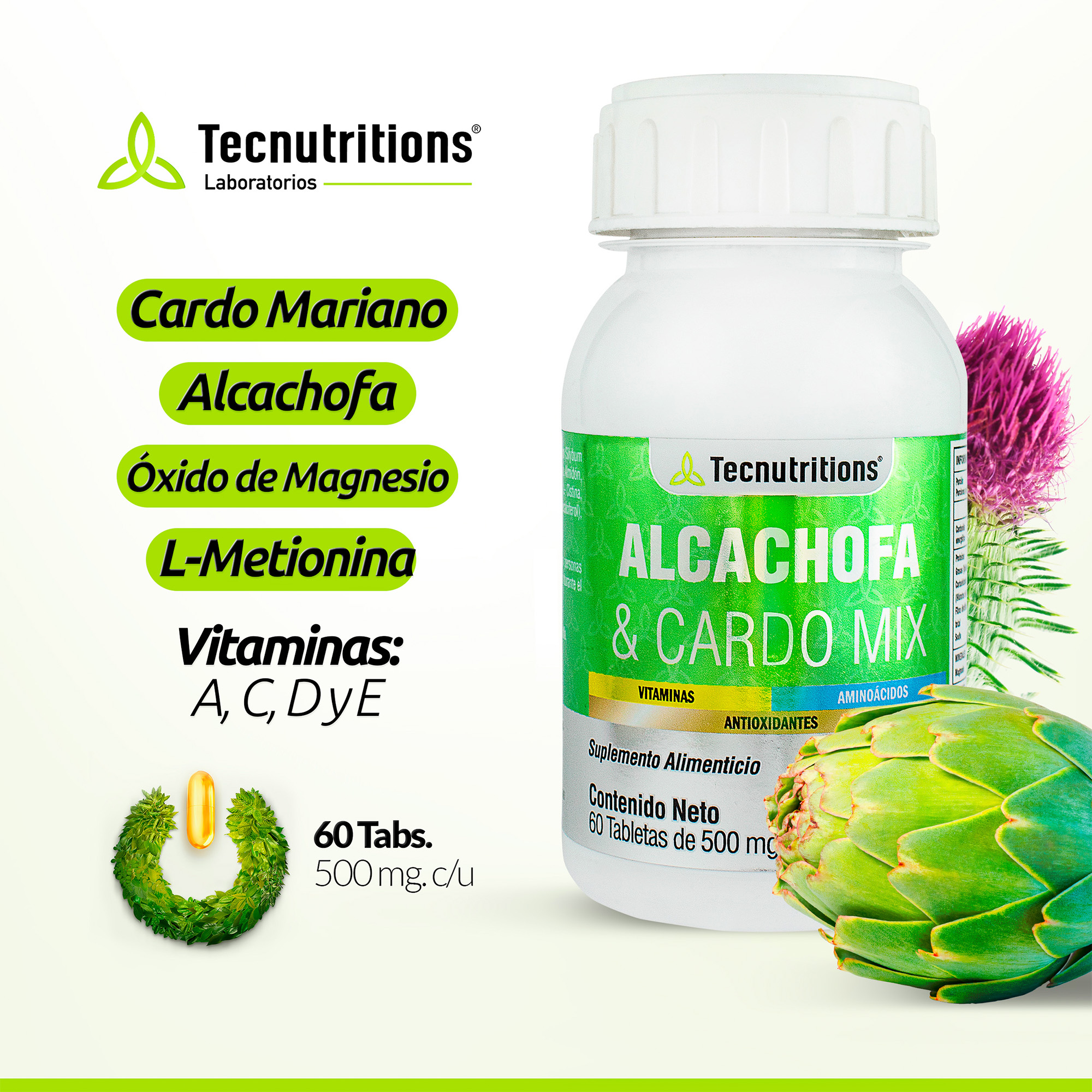 Suplemento Alcachofa Y Cardo Mix, Tecnutritions® Hígado Detox