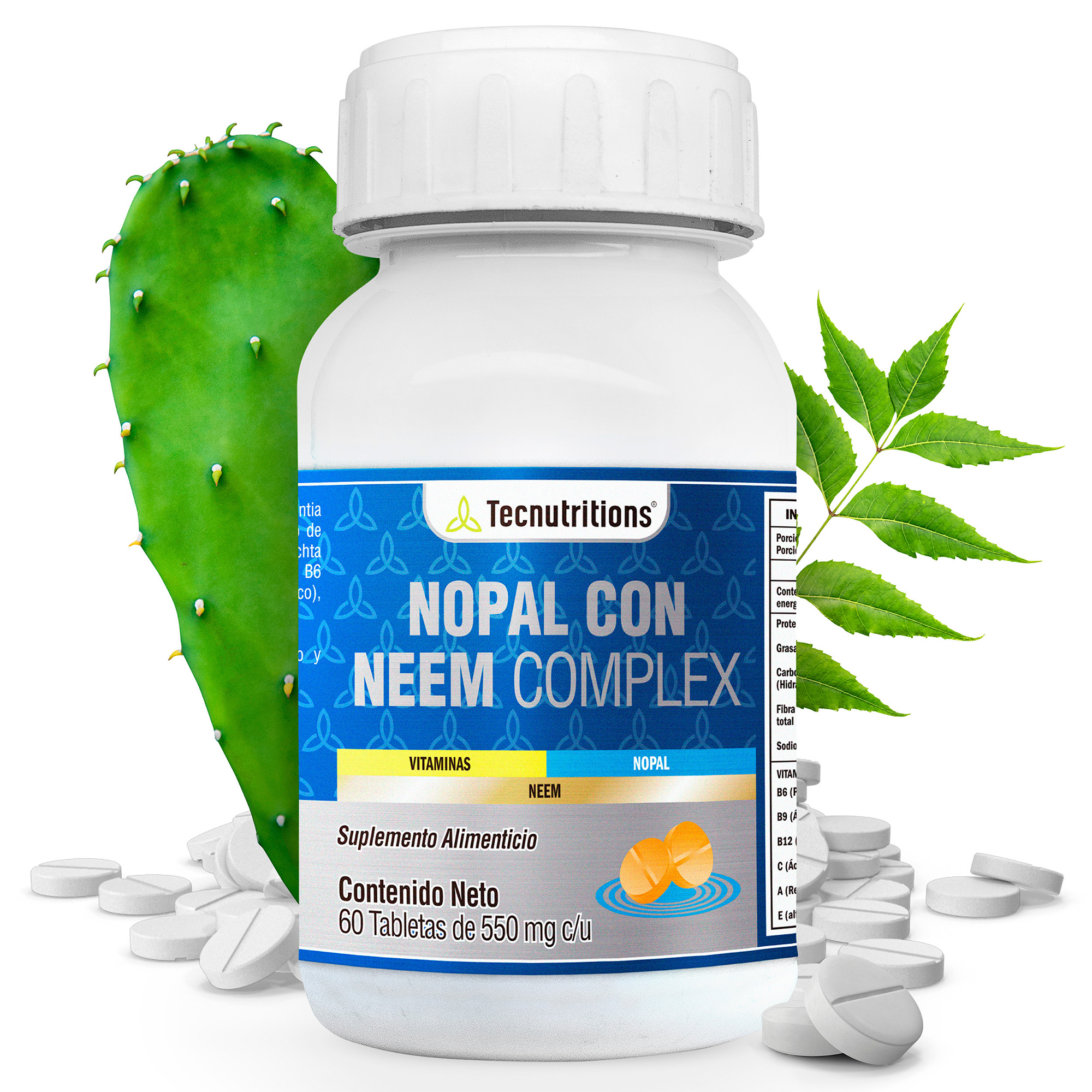 Suplemento Nopal Con Neem Complex Tecnutritions® Diabetes Colesterol