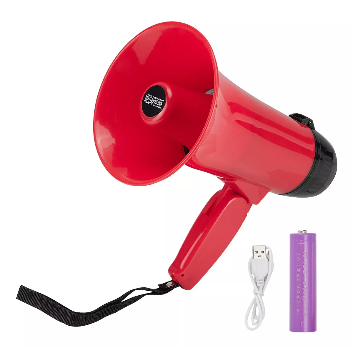 Megáfono Usb 25w Con Sirena Bluetooth Y Grabador Recargable Rojo