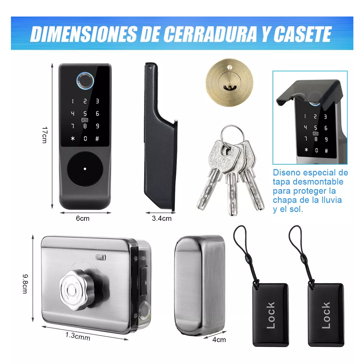 Chapa Cerradura Inteligente Electrónica Exterior Impermeable