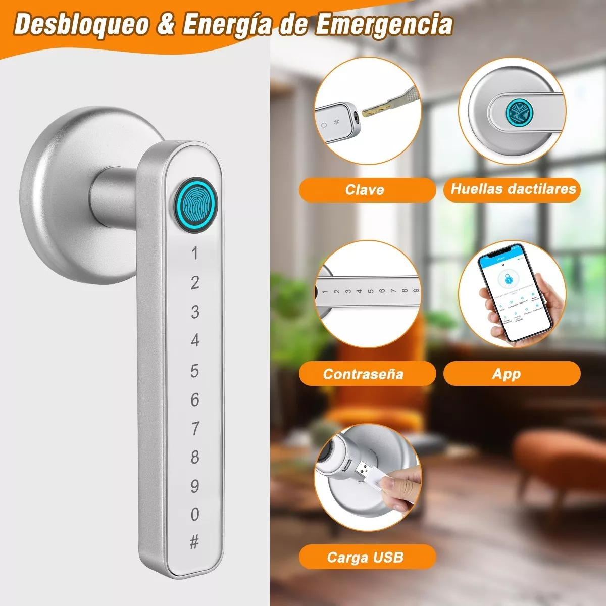Cerradura Inteligente Chapa Electrónica App Huella Tt Lock