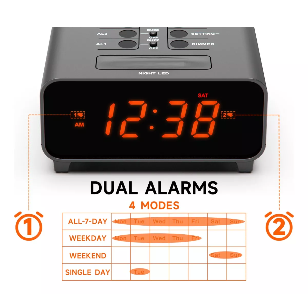 Reloj Despertador Led Digital Inteligente Para Mesa De Luz Negro