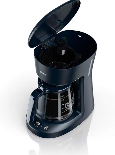 Cafetera de 12 Tazas Oster Negra Sistema Programable con Reloj Digital .