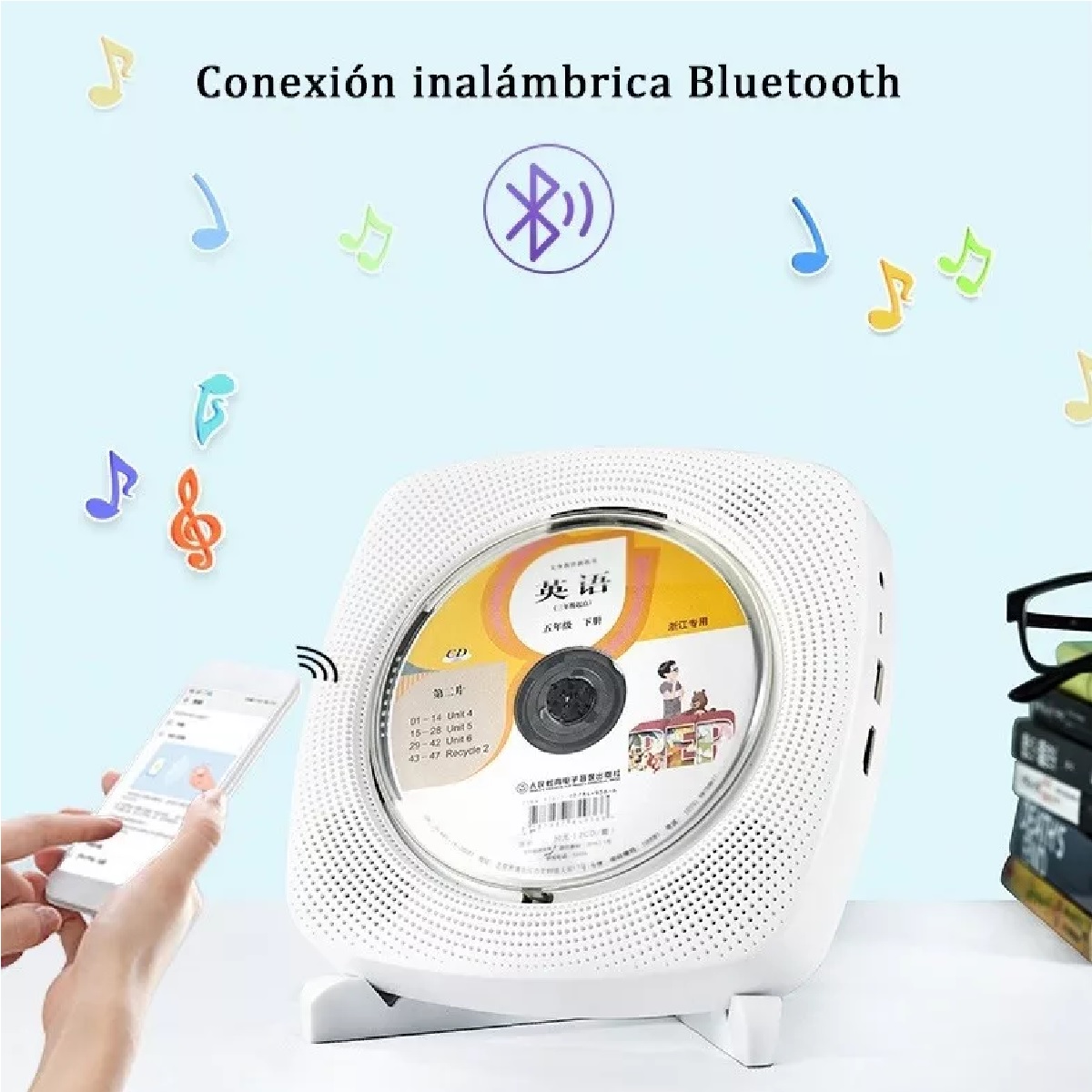 Reproductor De Cd, Dvd Bluetooth Con Montaje En Pared Blanco