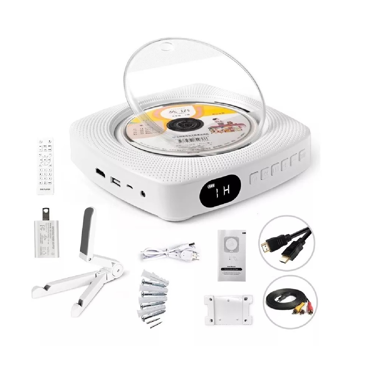 Reproductor De Cd, Dvd Bluetooth Con Montaje En Pared Blanco