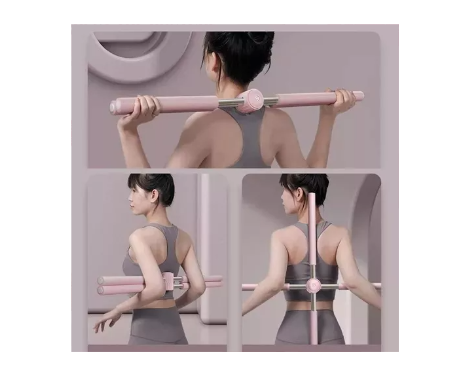 Corrector de Postura Rosa P/ Espalda en Cruz / Yoga Estiramiento