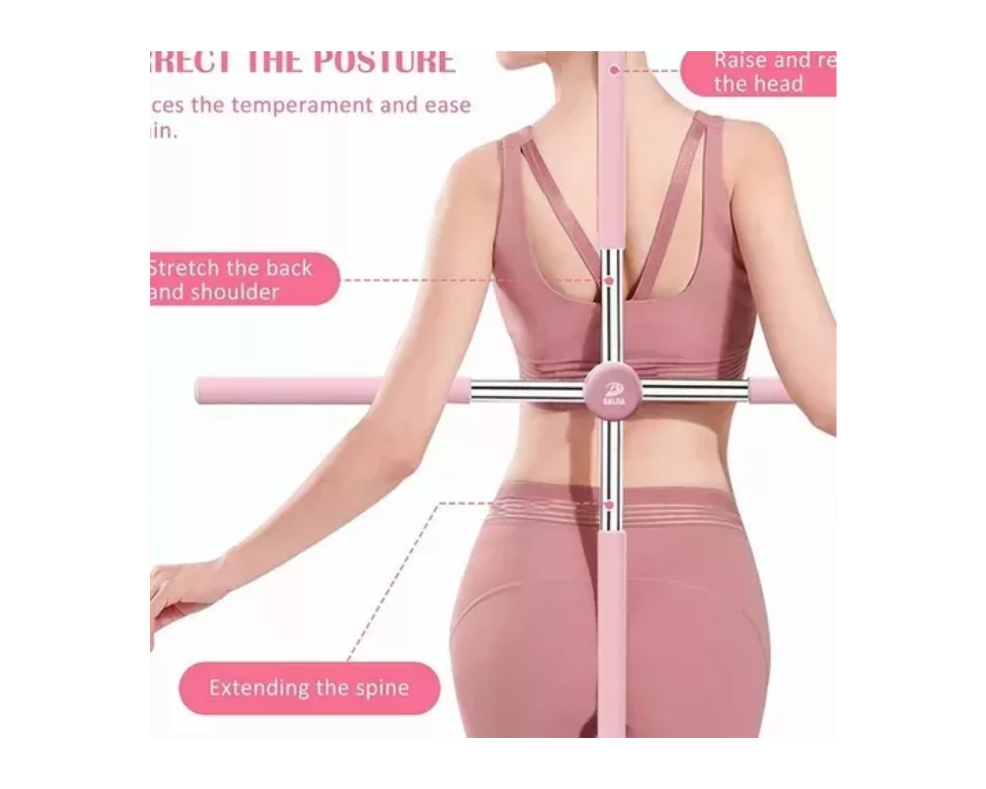 Corrector de Postura Rosa P/ Espalda en Cruz / Yoga Estiramiento