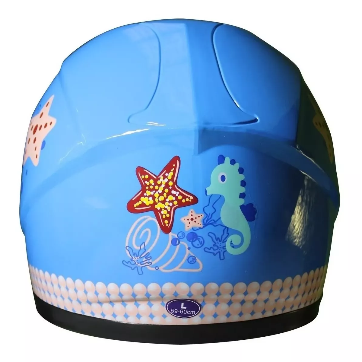 Casco Niño Niña Broche Seguridad Moto Caballito De Mar Azul