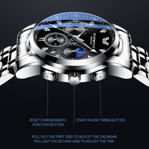 Belushi Reloj De Cuarzo Luminoso Con Fase Lunar Impermeable