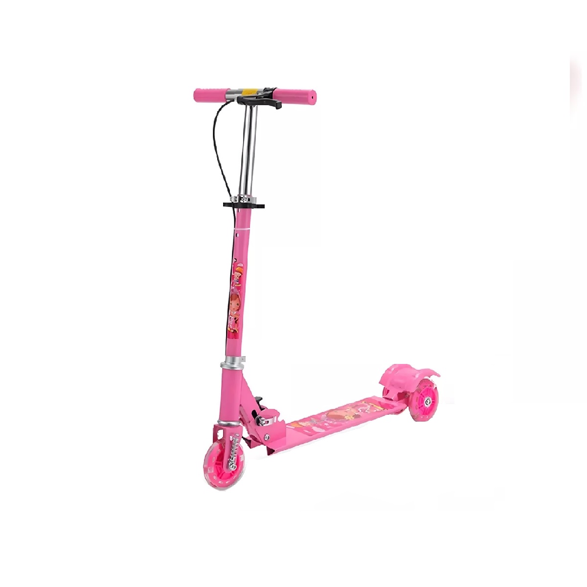 Patinete Infantil Plegable Ajustable De 3 Ruedas Con Luz Led Rosa