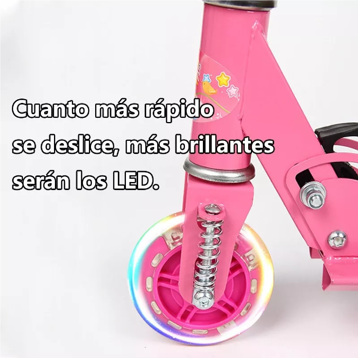 Patinete Infantil Plegable Ajustable De 3 Ruedas Con Luz Led Rosa