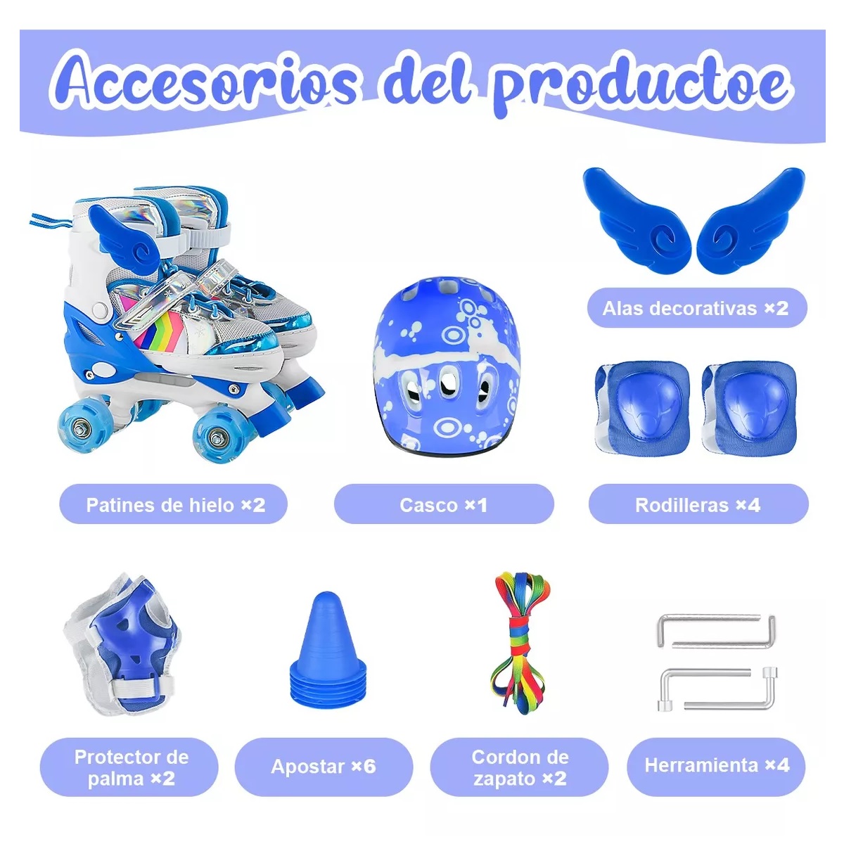 Patines 4 Ruedas Talla Ajustable Niño Niña Luz Led S 15-18CM