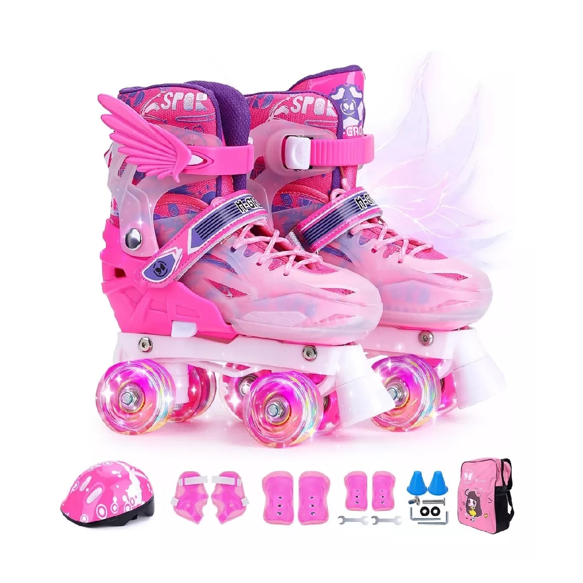 Patines Roller De 4 Ruedas Doble Fila Para Mujer Con Led Talla M