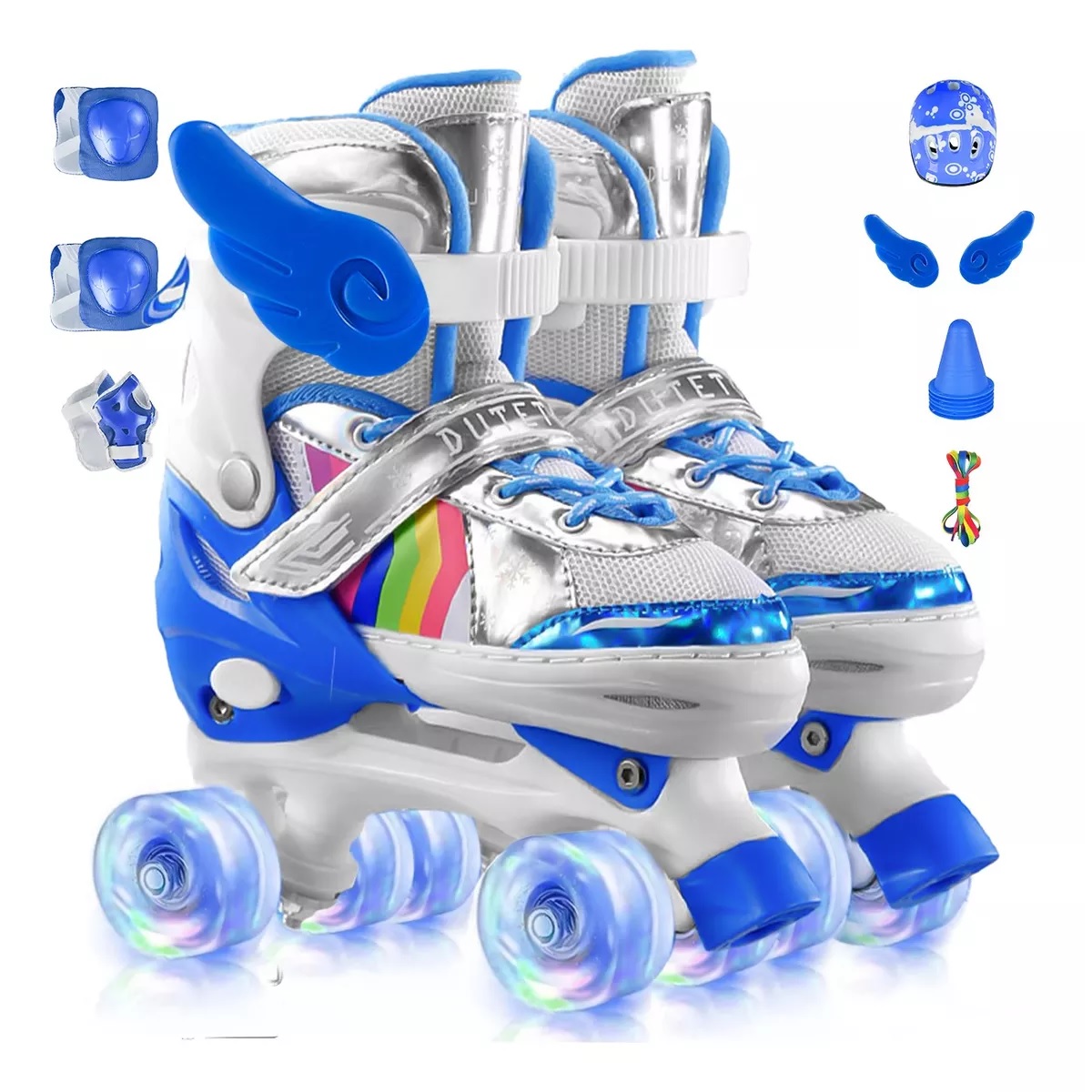 Patines 4 Ruedas Talla Ajustable Niño Niña Luz Led S 15-18CM