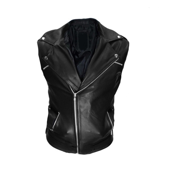 Chaleco De Piel Rockero Hombre Cierre Cruzado Slim Biker C1.