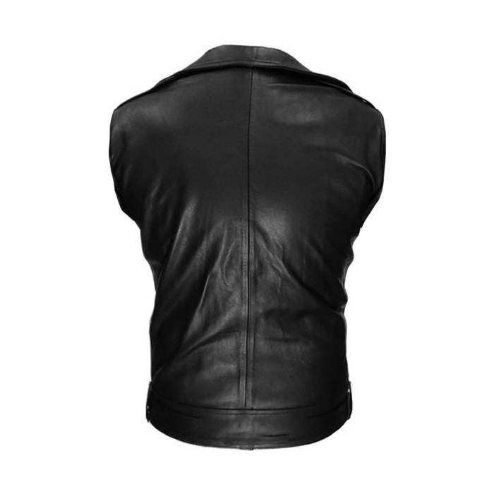 Chaleco De Piel Rockero Hombre Cierre Cruzado Slim Biker C1.