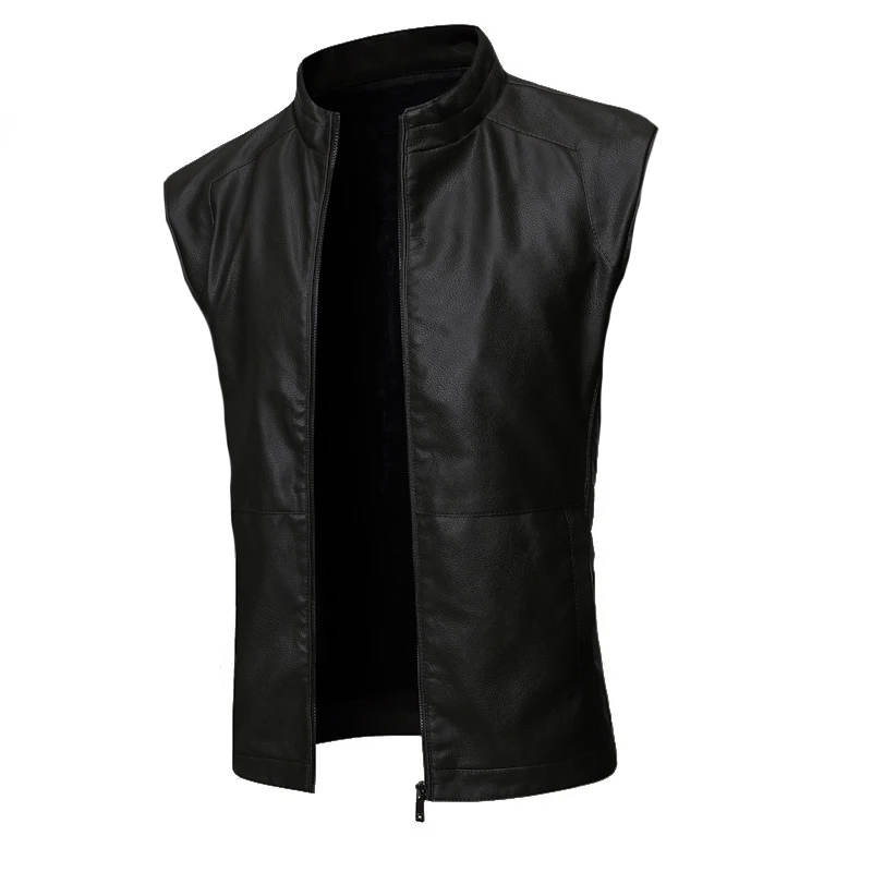 Chaleco De Piel Rockero Hombre Estilo Motociclista Slim C4.
