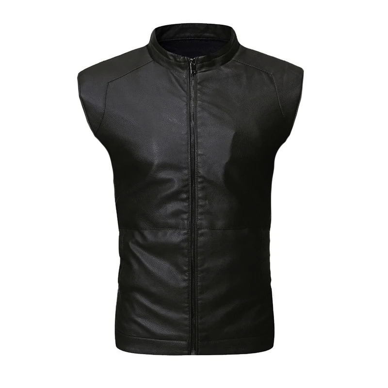 Chaleco De Piel Rockero Hombre Estilo Motociclista Slim C4.