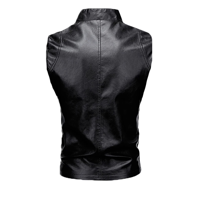 Chaleco De Piel Rockero Hombre Slim Fit Estilo Biker C2.