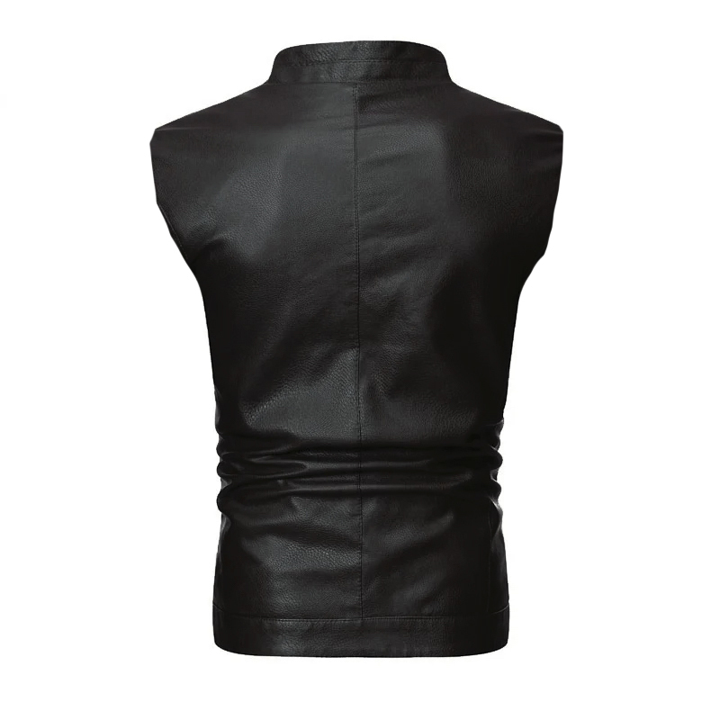 Chaleco De Piel Rockero Hombre Estilo Motociclista Slim C4.