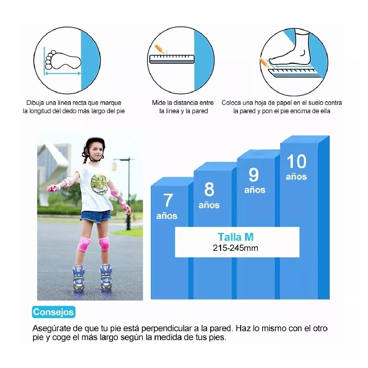 Patines Ajustables 4 Ruedas Protección Para Niños Doble Fila