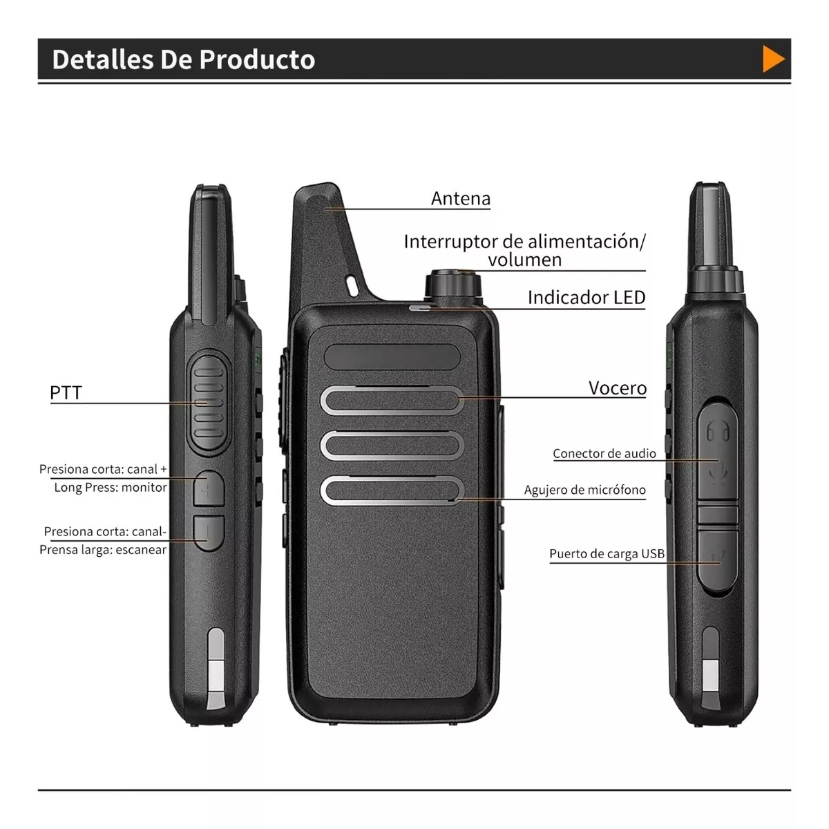 Radios Walkie Talkies Bf Vt-c2 Usb Recargable 2 Pzas