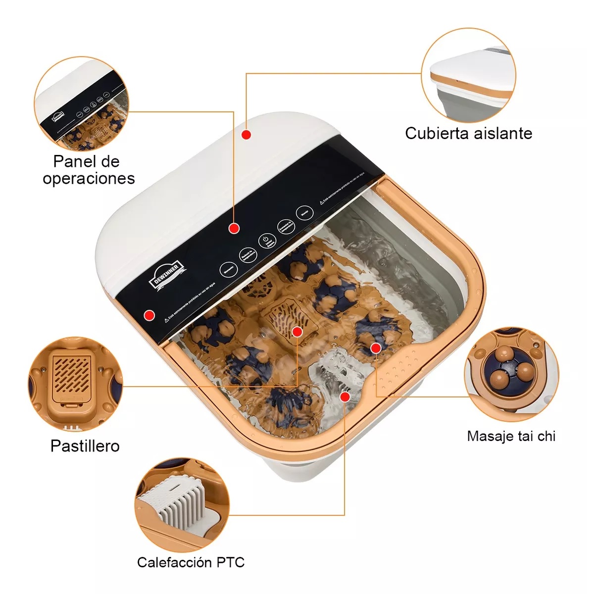 Tina De Spa Masaje Para Pies Rodillo Infrarrojo Termostático