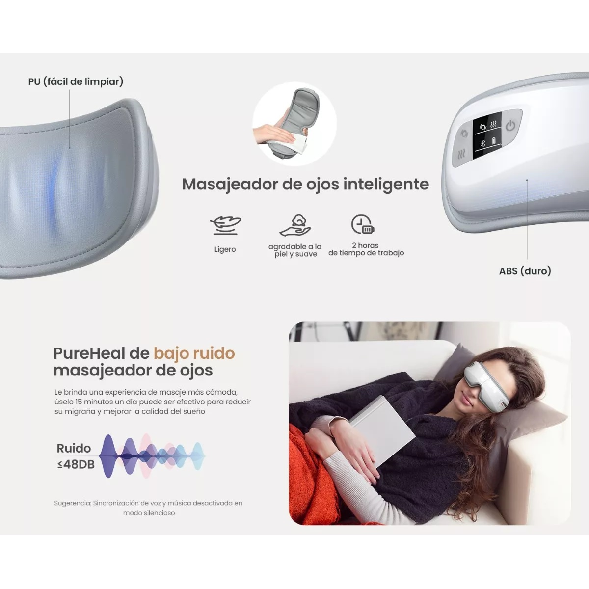 Masajeador De Ojos Bolsas Ojeras Con Calor Bluetooth Música