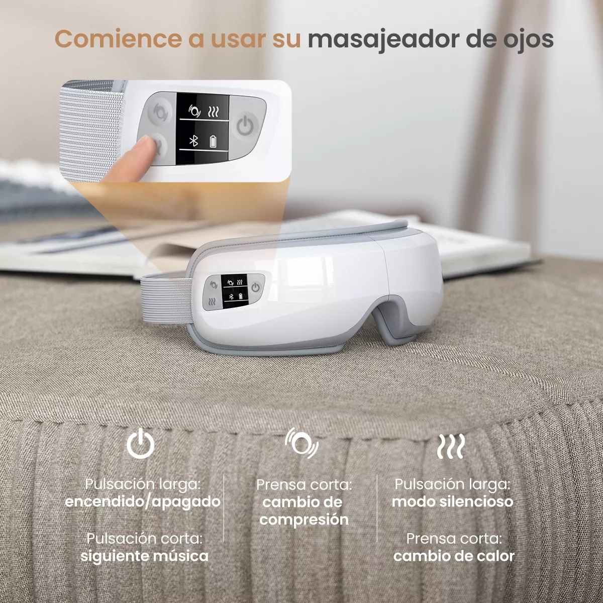 Masajeador De Ojos Bolsas Ojeras Con Calor Bluetooth Música
