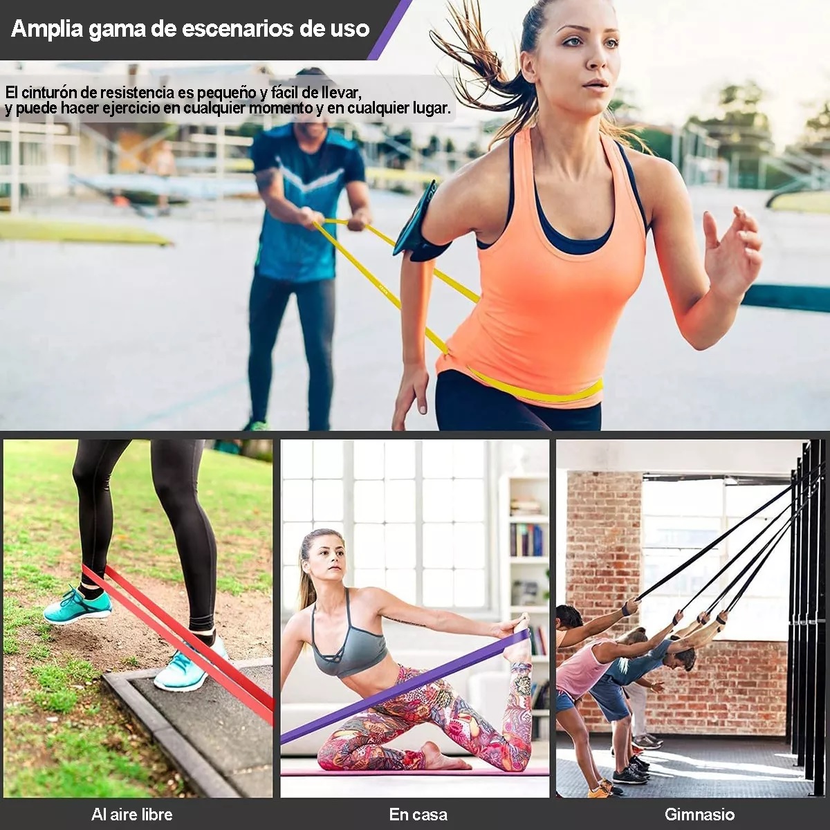 Kit 4 Pcs Bandas De Resistencia De Ejercicio Yoga Y Fitness 