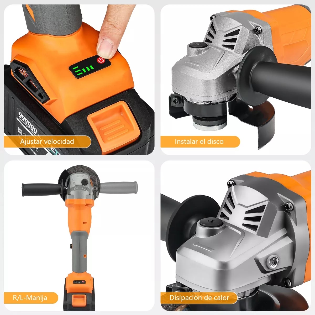 Esmeriladora Angular Inalámbrica Pulidora Amoladora+2bateria