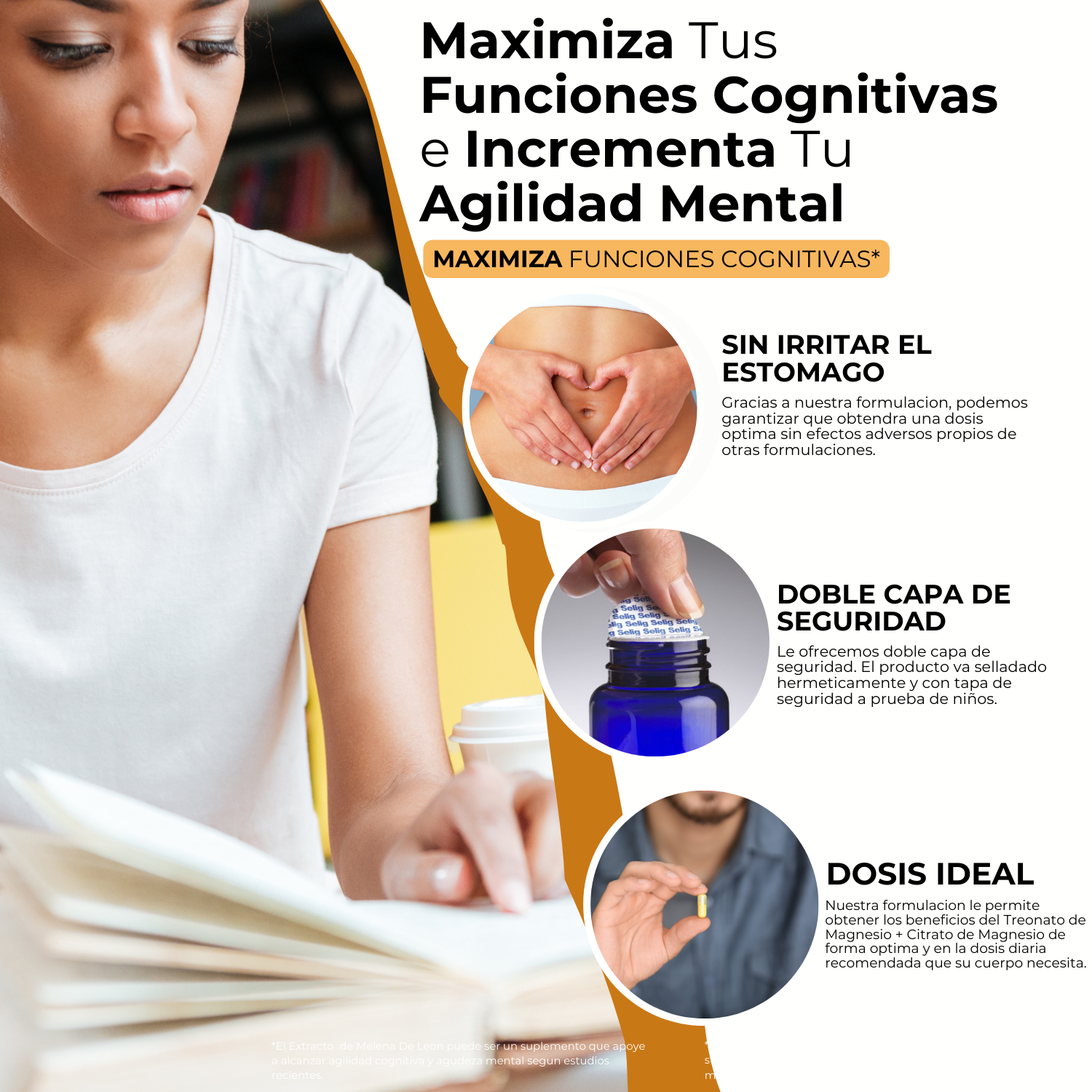 Melena de Leon (180 Capsulas Para 90 Dias) - [Extremadamente Eficaz] -|Potente Nootropico | Mente y Enfoque | Potencia Funciones Cognitivas | 100% Pura | Caps 500mg CU | - Lions Mane Extract - BioHerb.