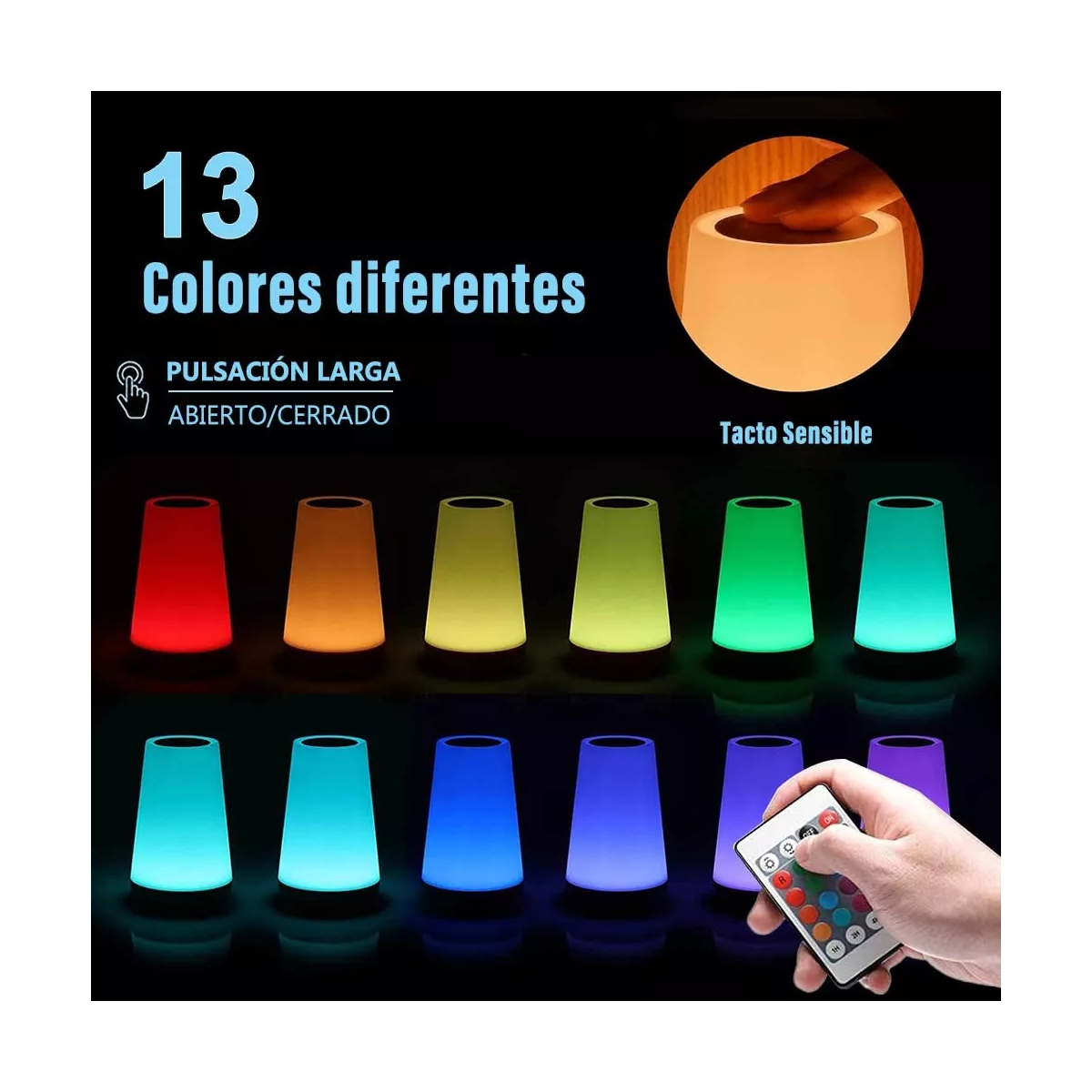 Lámpara De Noche 13 Colores Inteligente Bebe Control Tacti