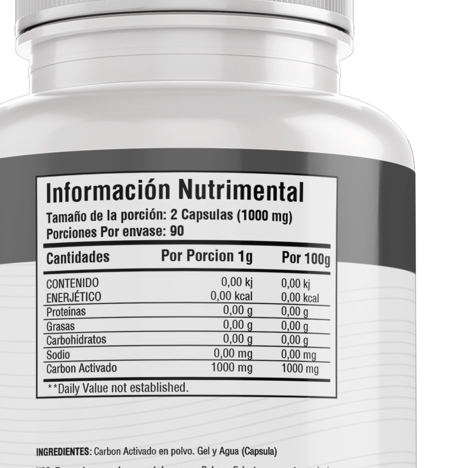 Carbon Activado 100% Puro (180 Capsulas 500mg) [Potente Mineral] | Extremadamente Eficaz| Absorcion Potenciada | Maxima Eficacia | Calidad Suprema | Suministro Para 90 Dias | - Activated Carbon- BioHerb.