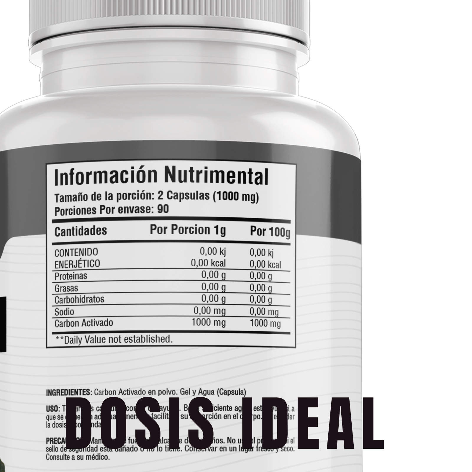 Carbon Activado 100% Puro (180 Capsulas 500mg) [Potente Mineral] | Extremadamente Eficaz| Absorcion Potenciada | Maxima Eficacia | Calidad Suprema | Suministro Para 90 Dias | - Activated Carbon- BioHerb.