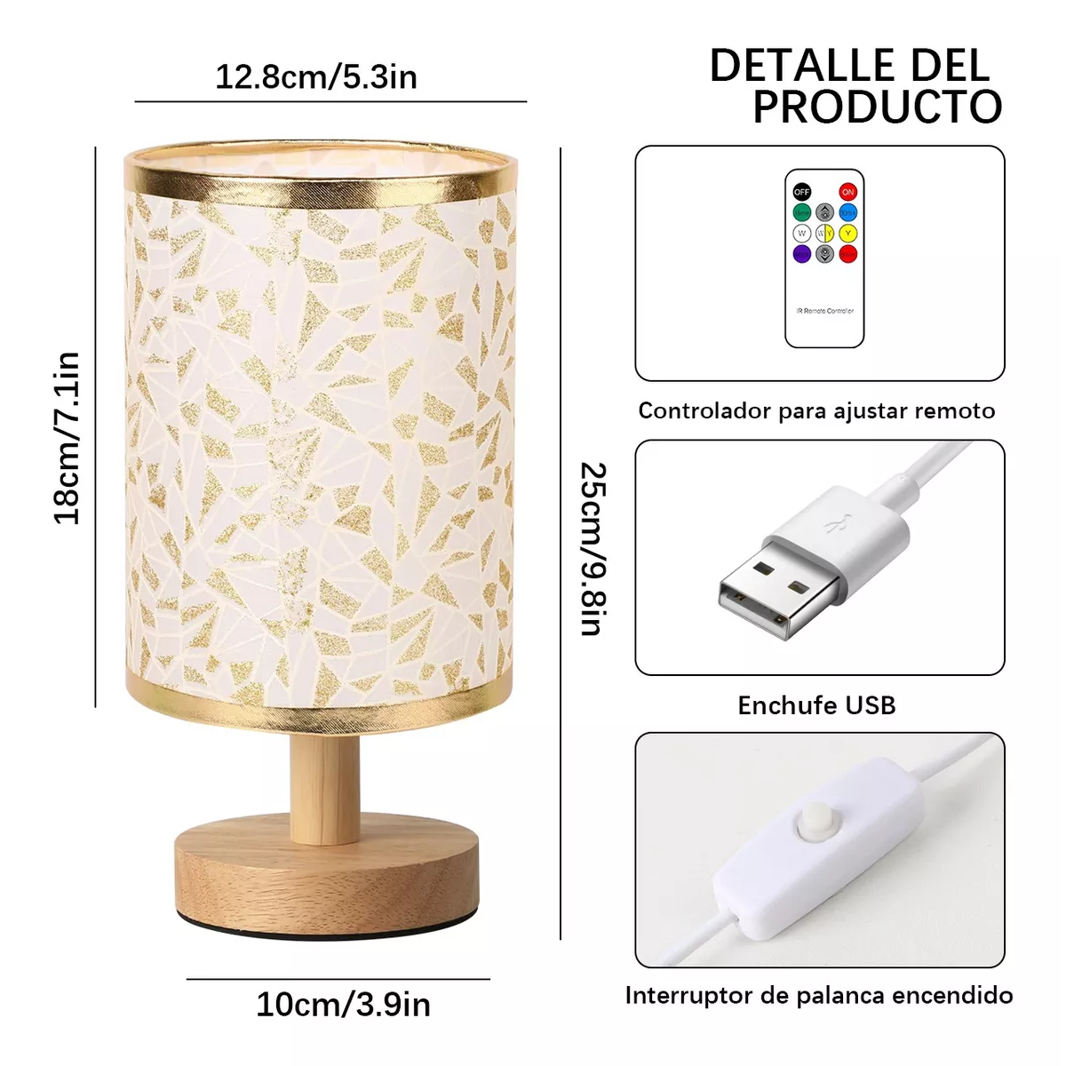 Lámpara De Mesa Y Buró Usb Para Noche Ajuste Control Remoto