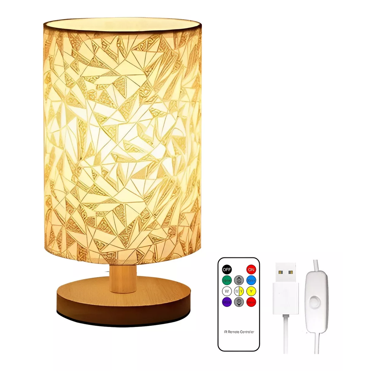 Lámpara De Mesa Y Buró Usb Para Noche Ajuste Control Remoto