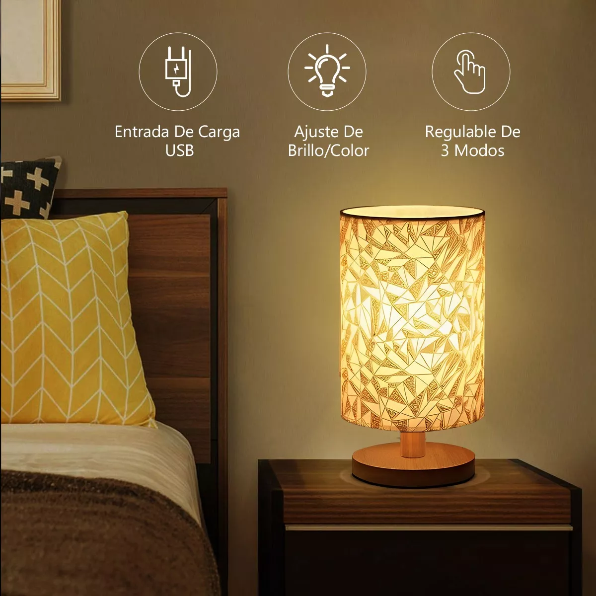 Lámpara De Mesa Y Buró Usb Para Noche Ajuste Control Remoto