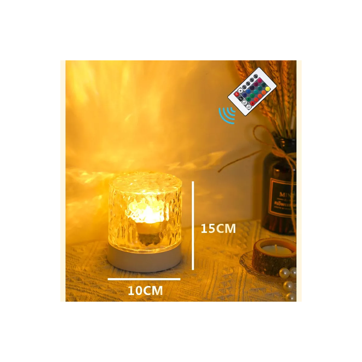 Lámpara Led Cristal Luz De Noche Recarga Giratorio Proyector