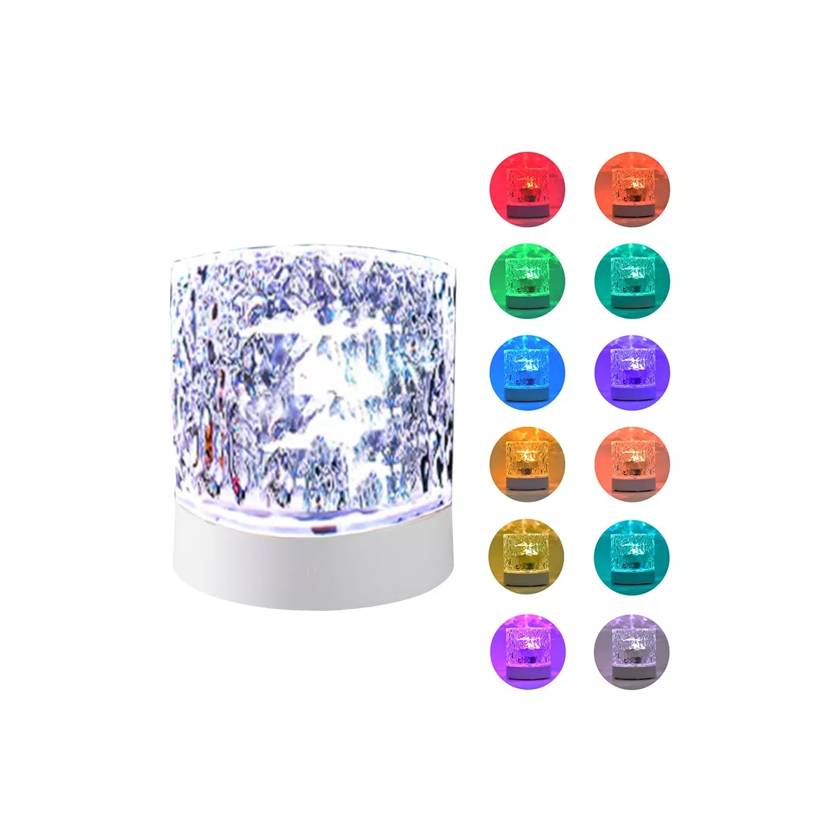 Lámpara Led Cristal Luz De Noche Recarga Giratorio Proyector